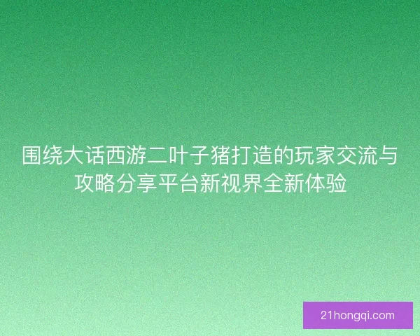围绕大话西游二叶子猪打造的玩家交流与攻略分享平台新视界全新体验
